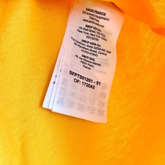 Women's NWT SANDRO Short Sleeve Tie Front Cropped Tee in Orange Size 2 - Picture 9 of 9